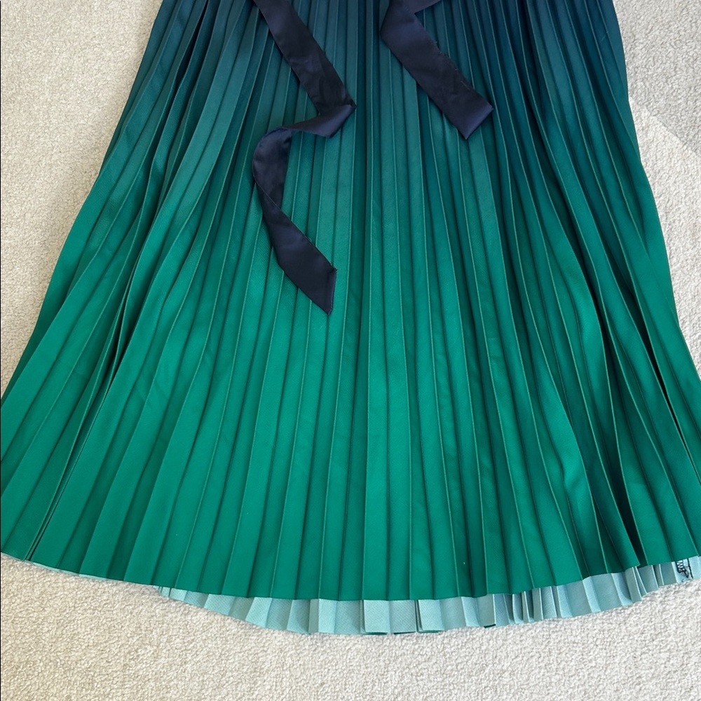 Banana Republic Green and Navy Spaghetti StrapPleated Dress - Picture 4 of 8